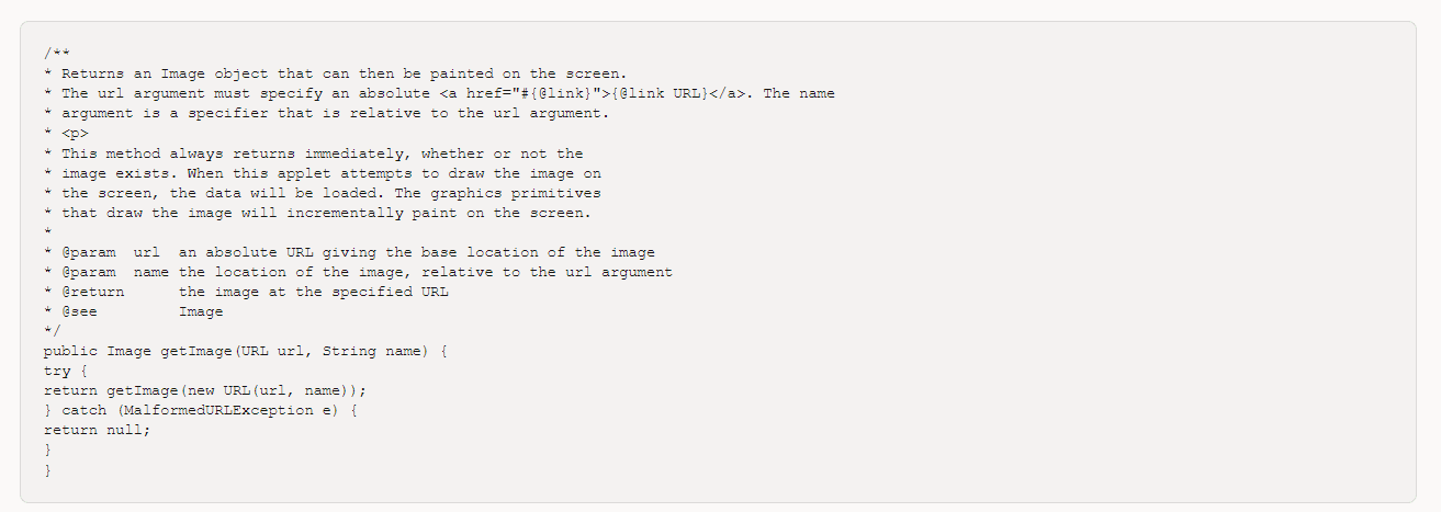 Example of a JavaDoc