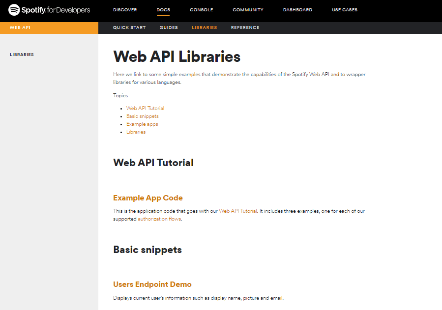 developers.spotify Web API