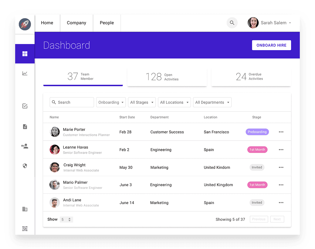 Sapling Dashboard