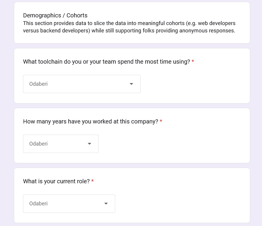 developer survey by Will Larson