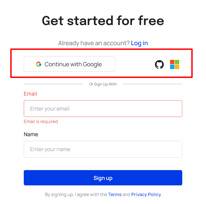 Allowing developers to sign in with one click