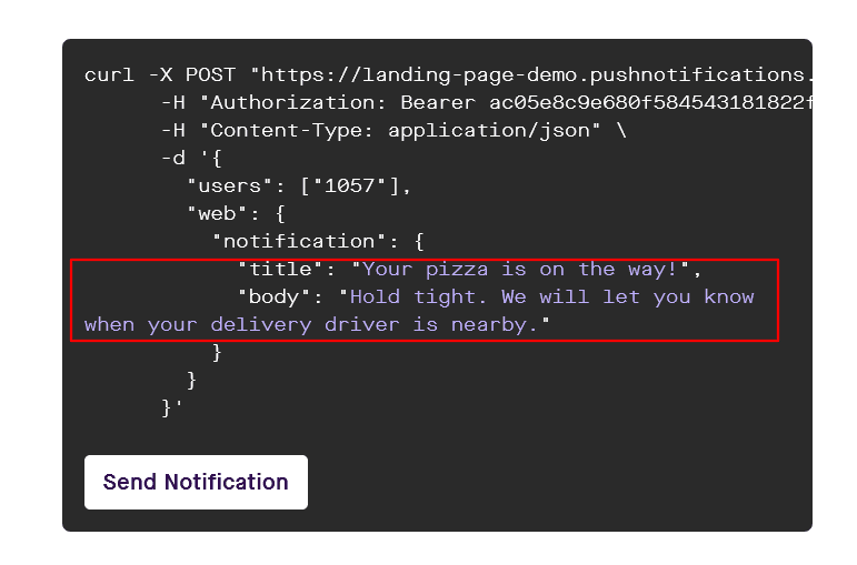 Pusher example of API