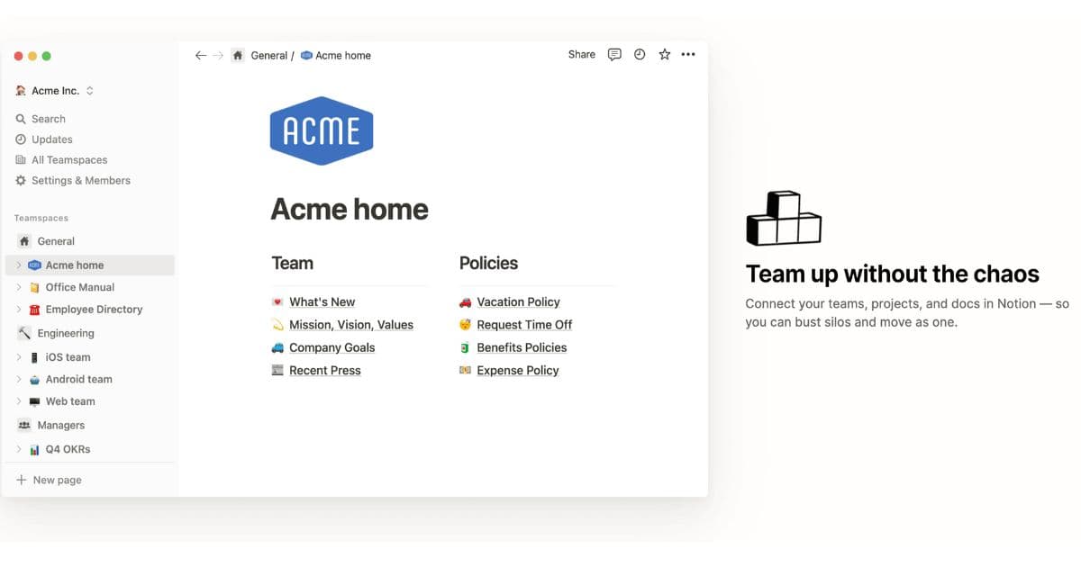 Notion screenshot as Gitbook alternative