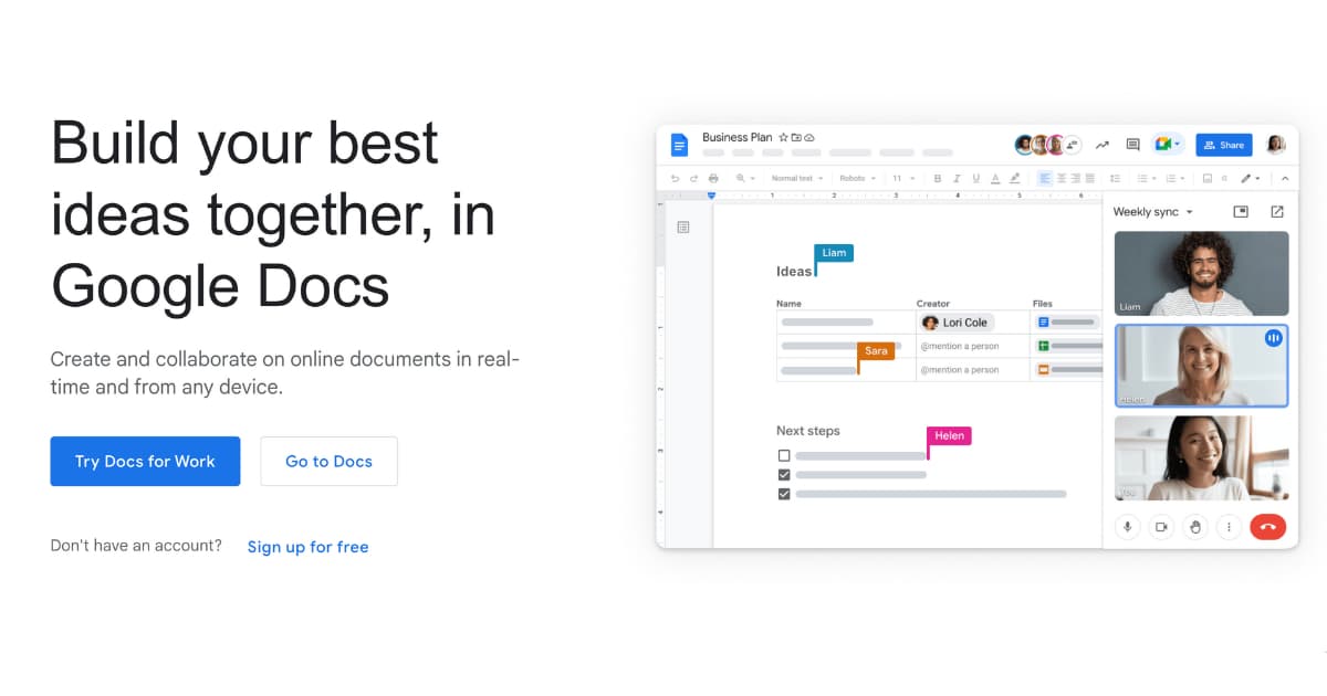 Google Docs screenshot as Gitbook alternative