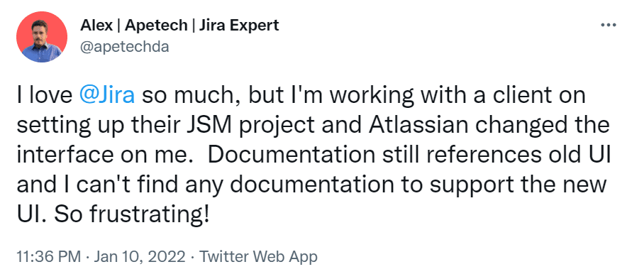 Tweet about Jira