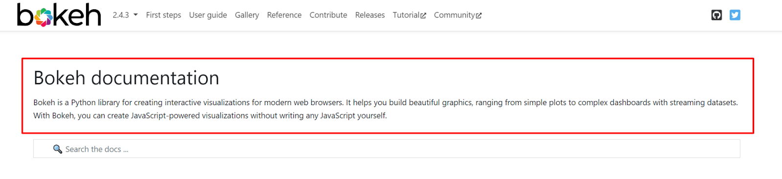 Example of documentation from Bokeh