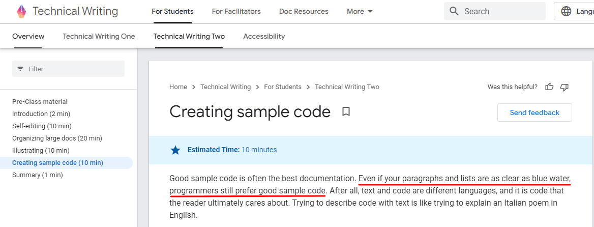 Google’s course on technical writing