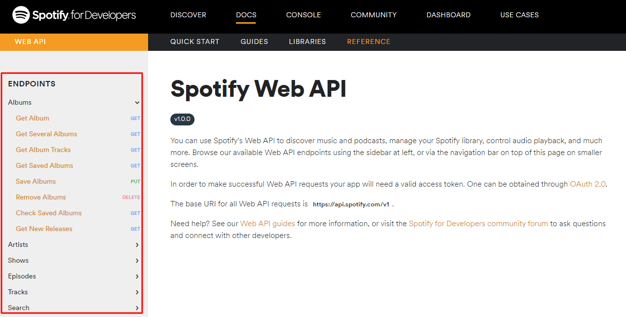Spotify’s Web API