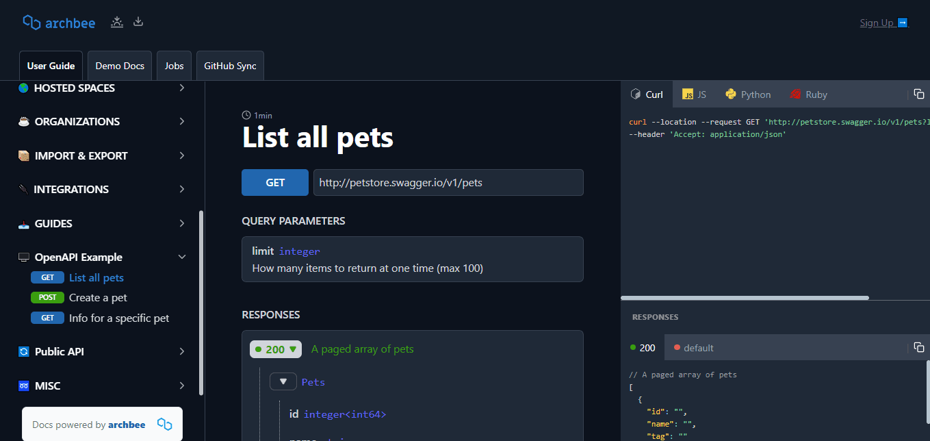 Import entire API references or insert a single API endpoint