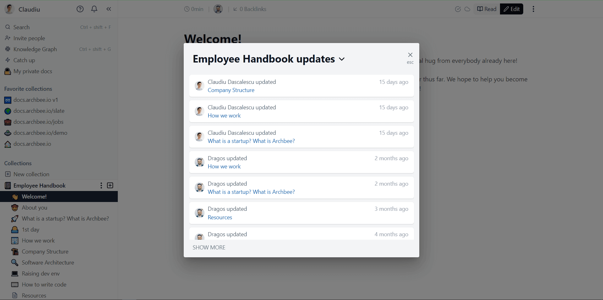 Archbee Employee Handbook Updates