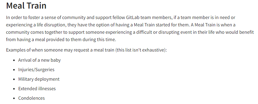 Meal Train from GitLab Handbook