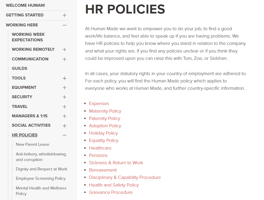 HR Policies from Human Made