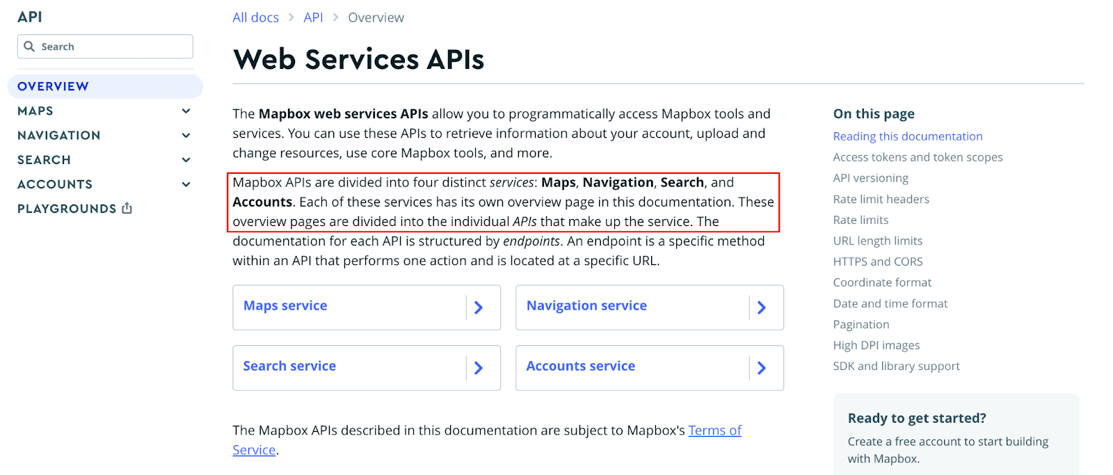 Web Services APIs Mapbox