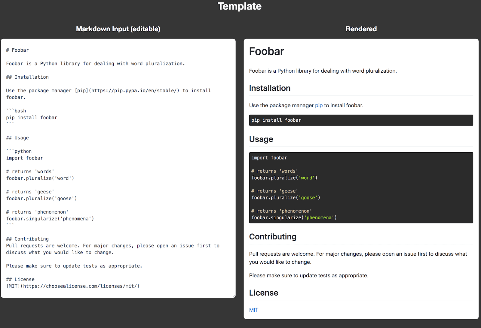 Make a README example