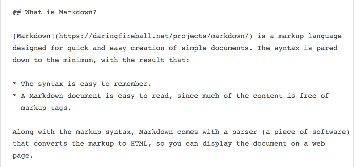 Text written in Markdown