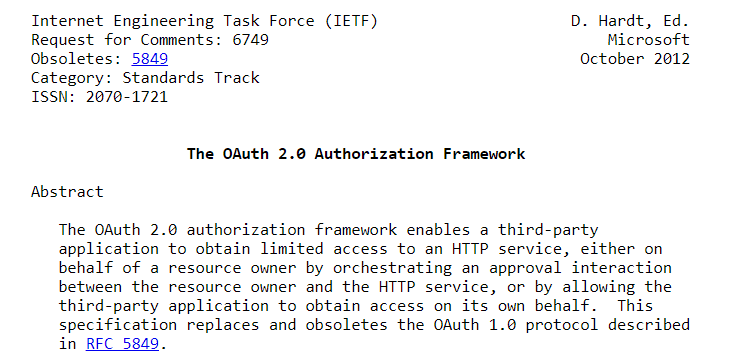 Summary of the OAuth 2.0 protocol’s technical specifications