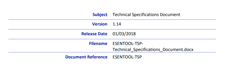 Header of the EU’s eSender technical specifications
