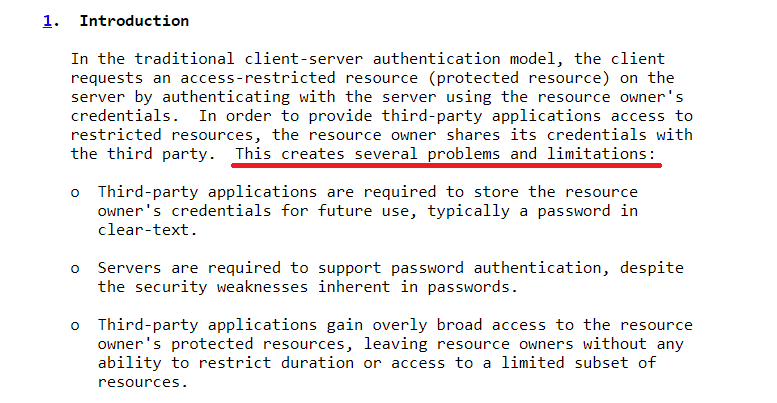 How the OAuth 2.0 technical specifications begin
