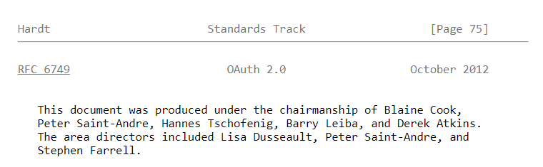OAuth 2.0 acknowledgments and relevant references