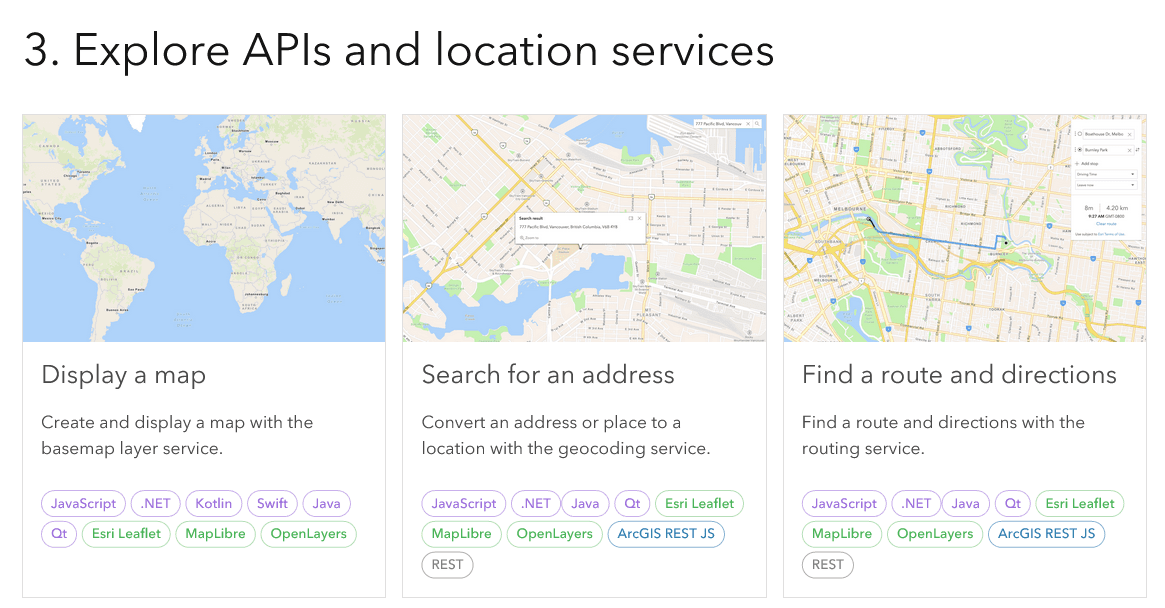 Explore APIs and location services