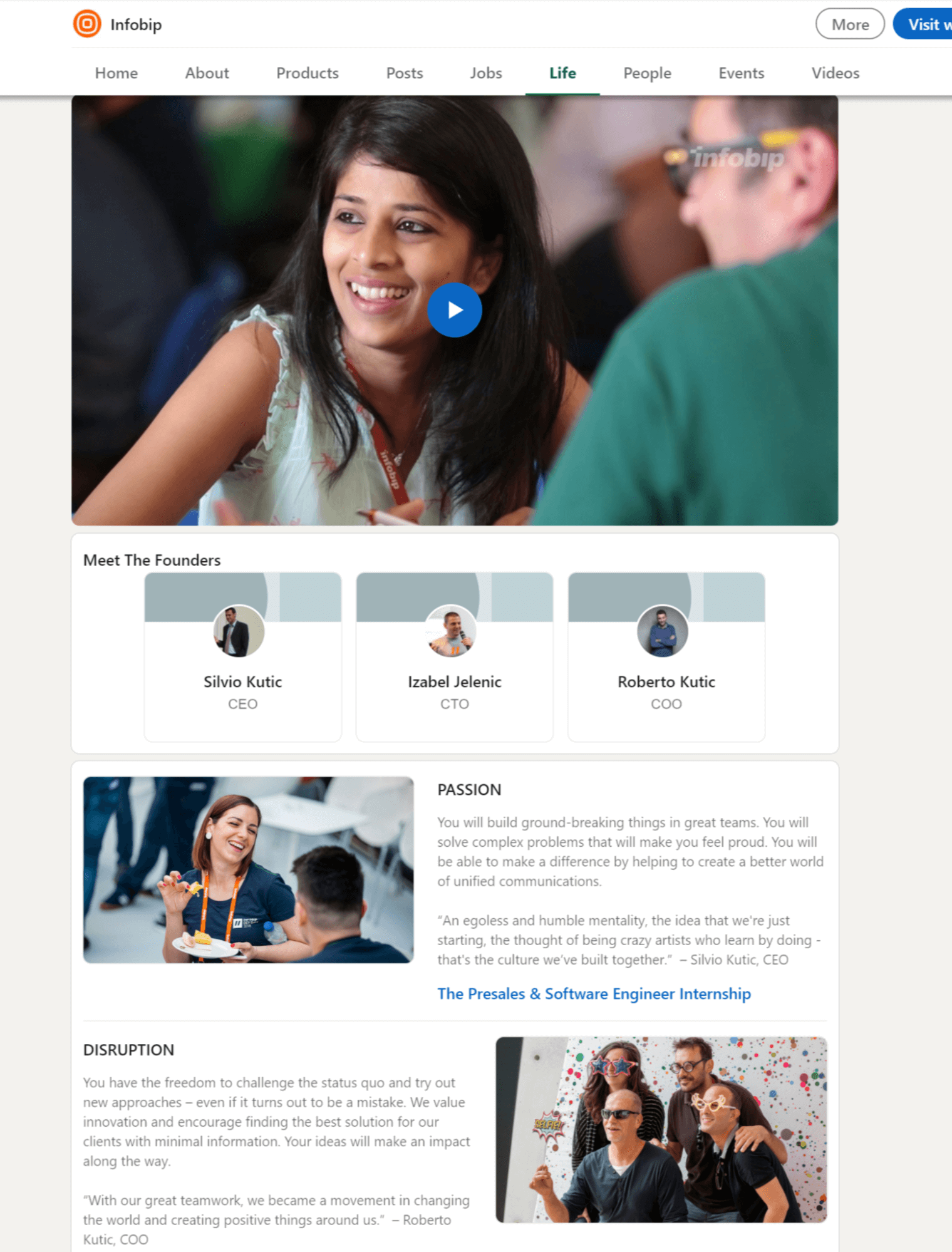 Infobip LinkedIn page