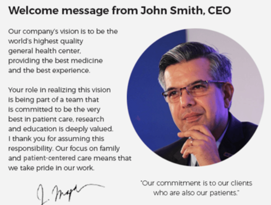 Welcome message from John Smith, CEO of Ascendify