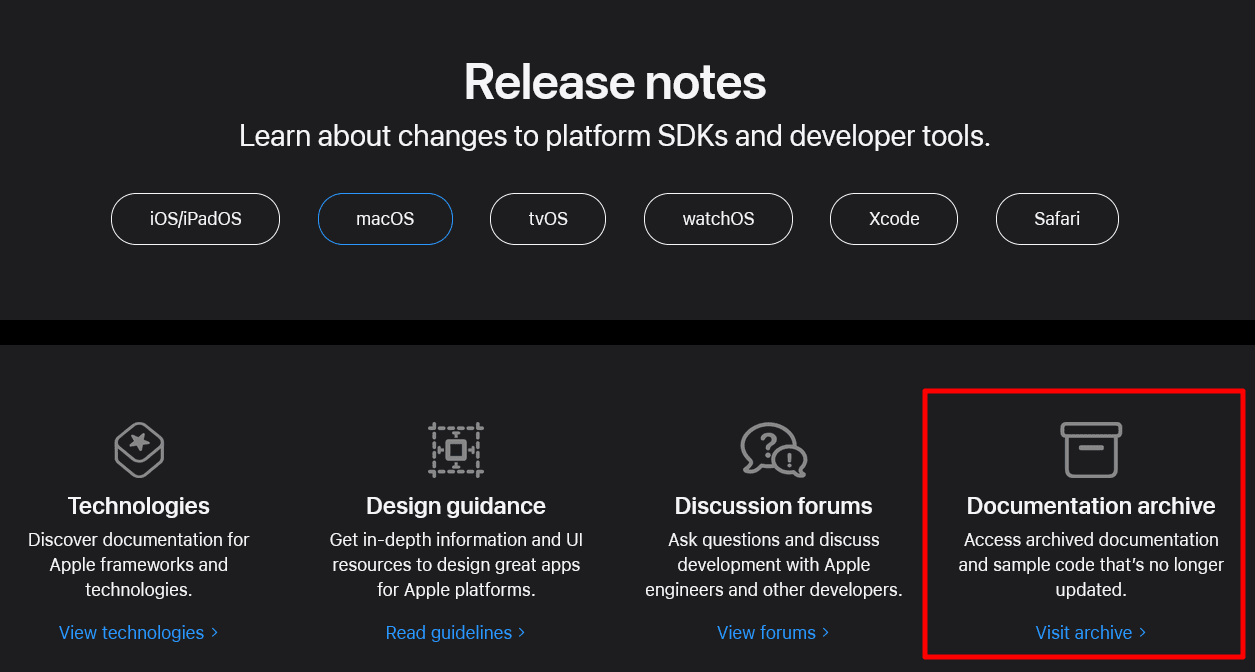 Documentation archive on Apple
