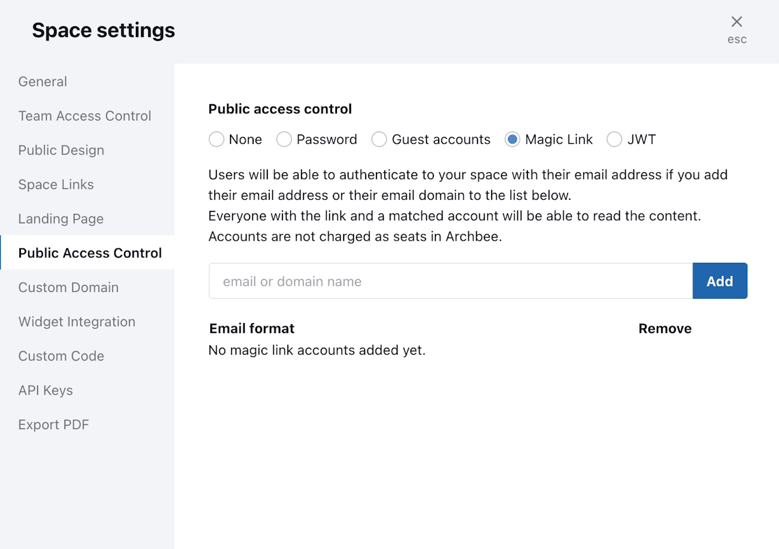 Archbee Public Access Control