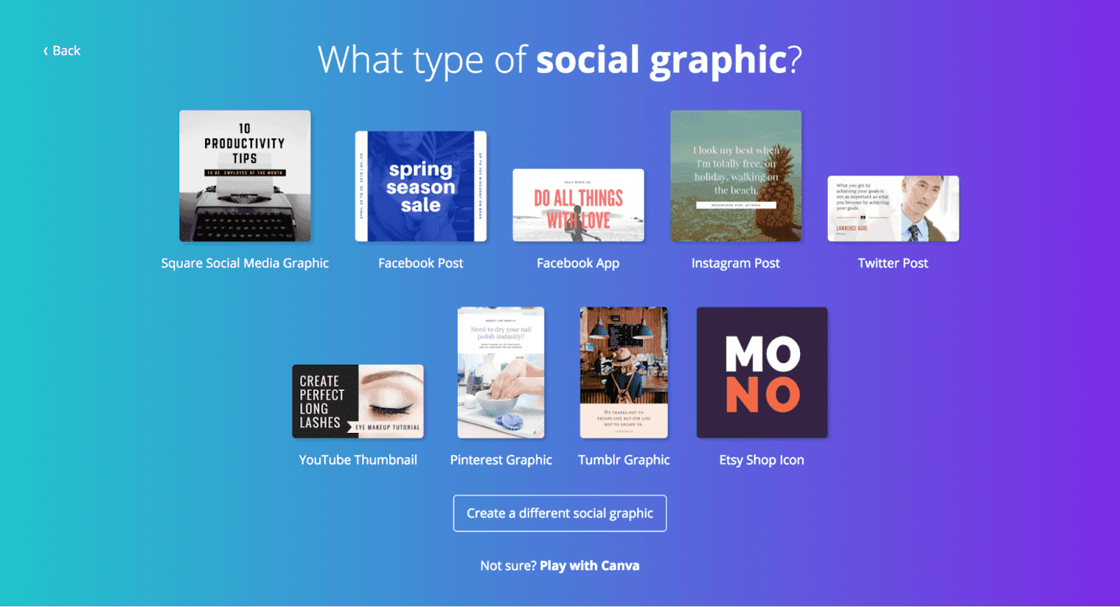 Canva will suggest templates the user might find most useful