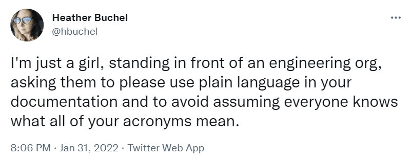 Twitter post about the vocabulary barriers