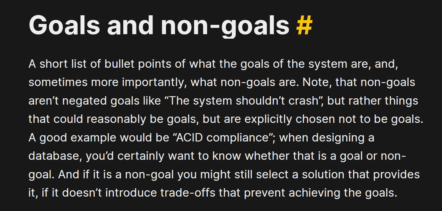Goals and non-goals