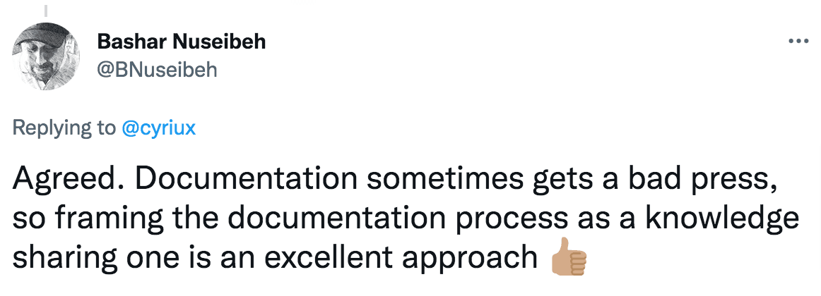 Tweet about knowledge-sharing tool