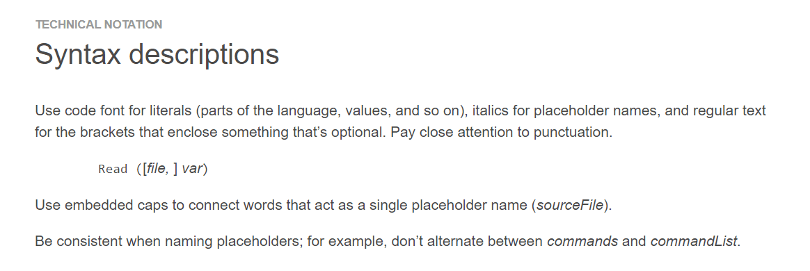 Apple Syntax descriptions
