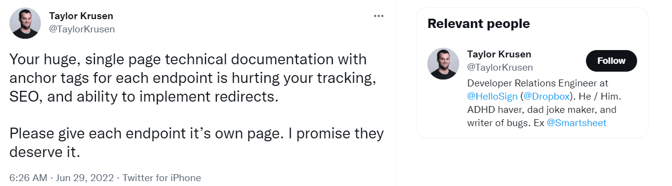 Taylor Krusen about make your docs SEO-friendly