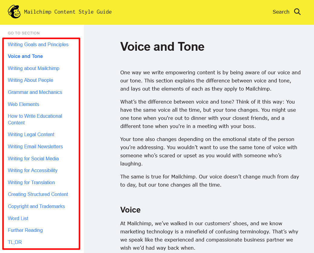 Mailchimp’s style guide