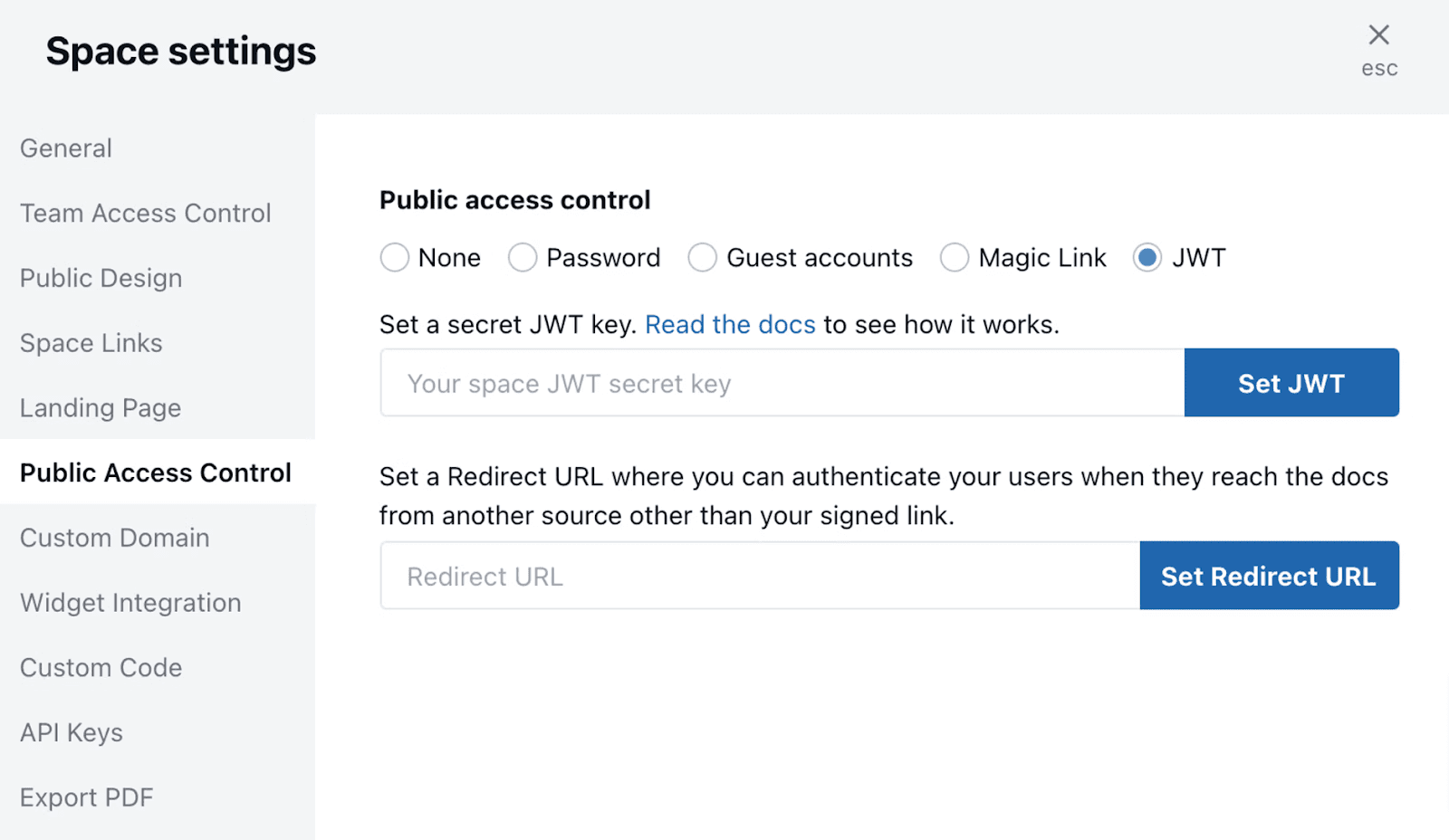 Public access control