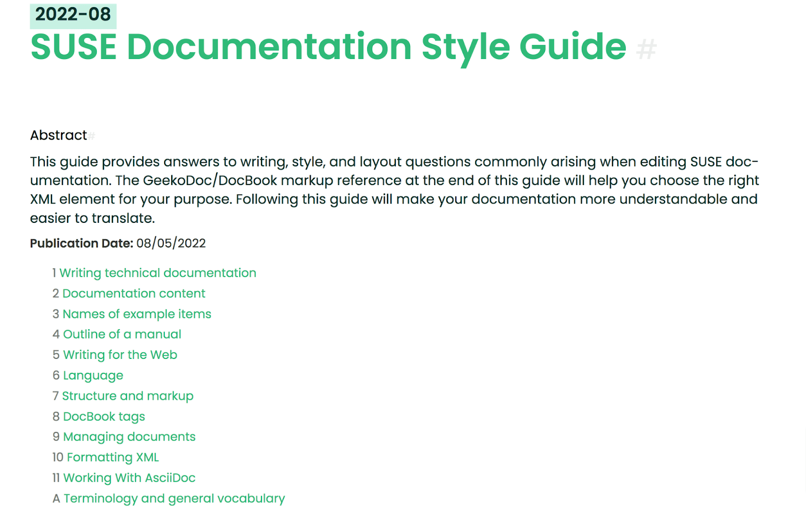 SUSE Documentation Style Guide