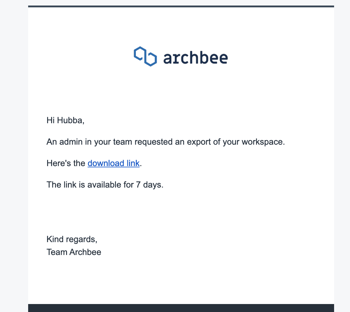 Archbee example of export workspace