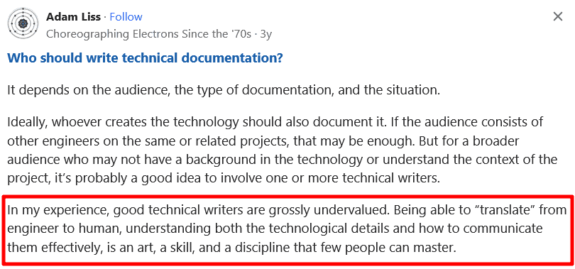Who should write technical documentation?