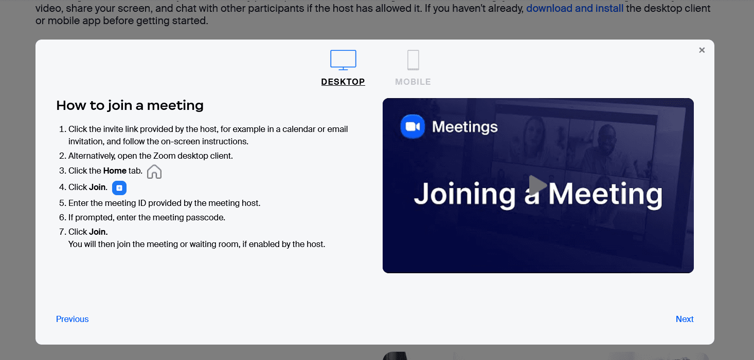 Zoom using bulleted list