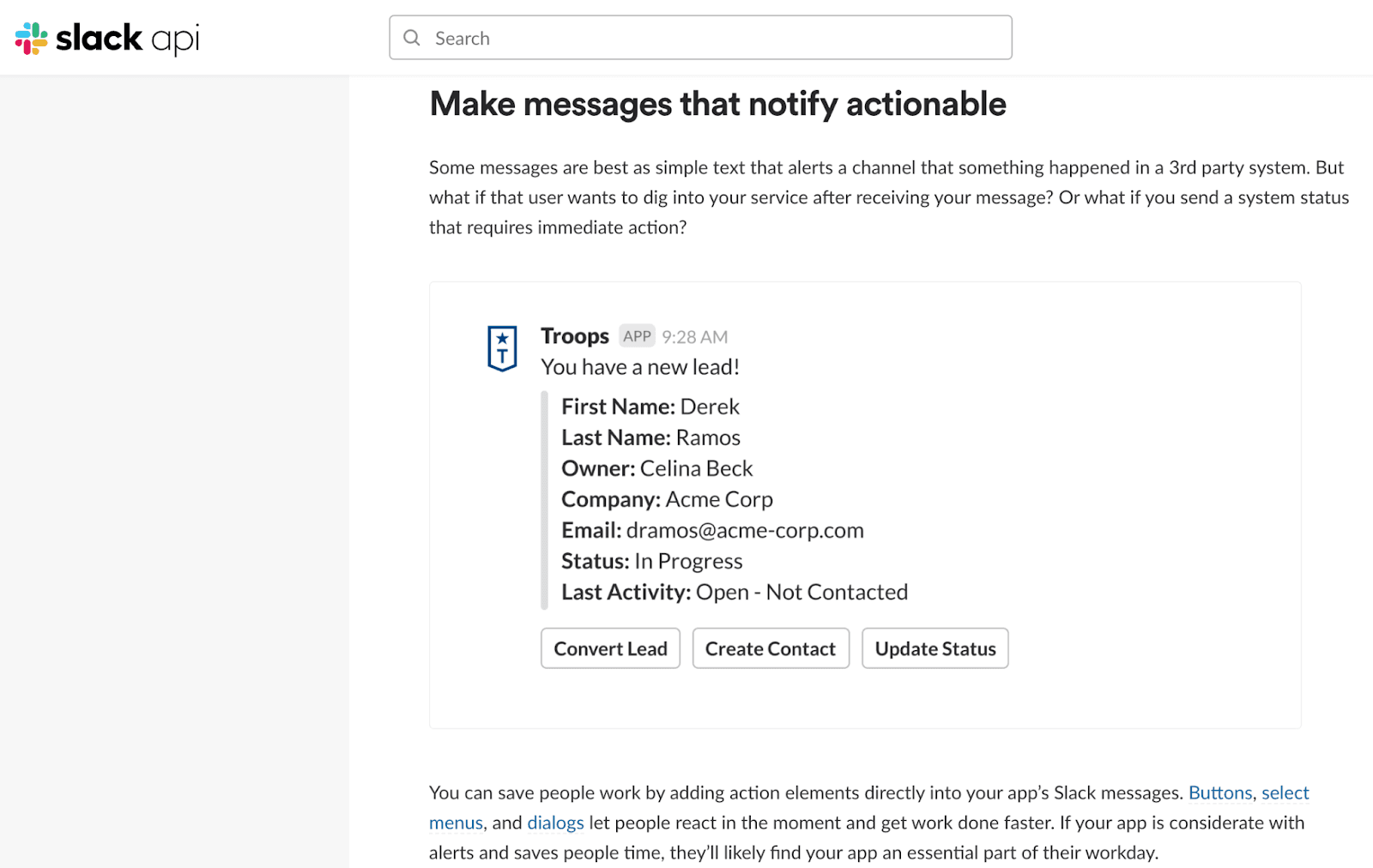Slack's documentation