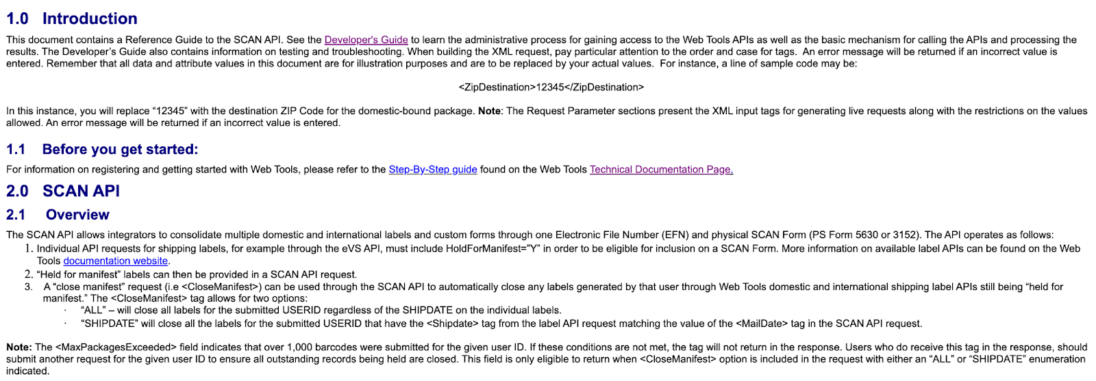 Example of bad first page documentation