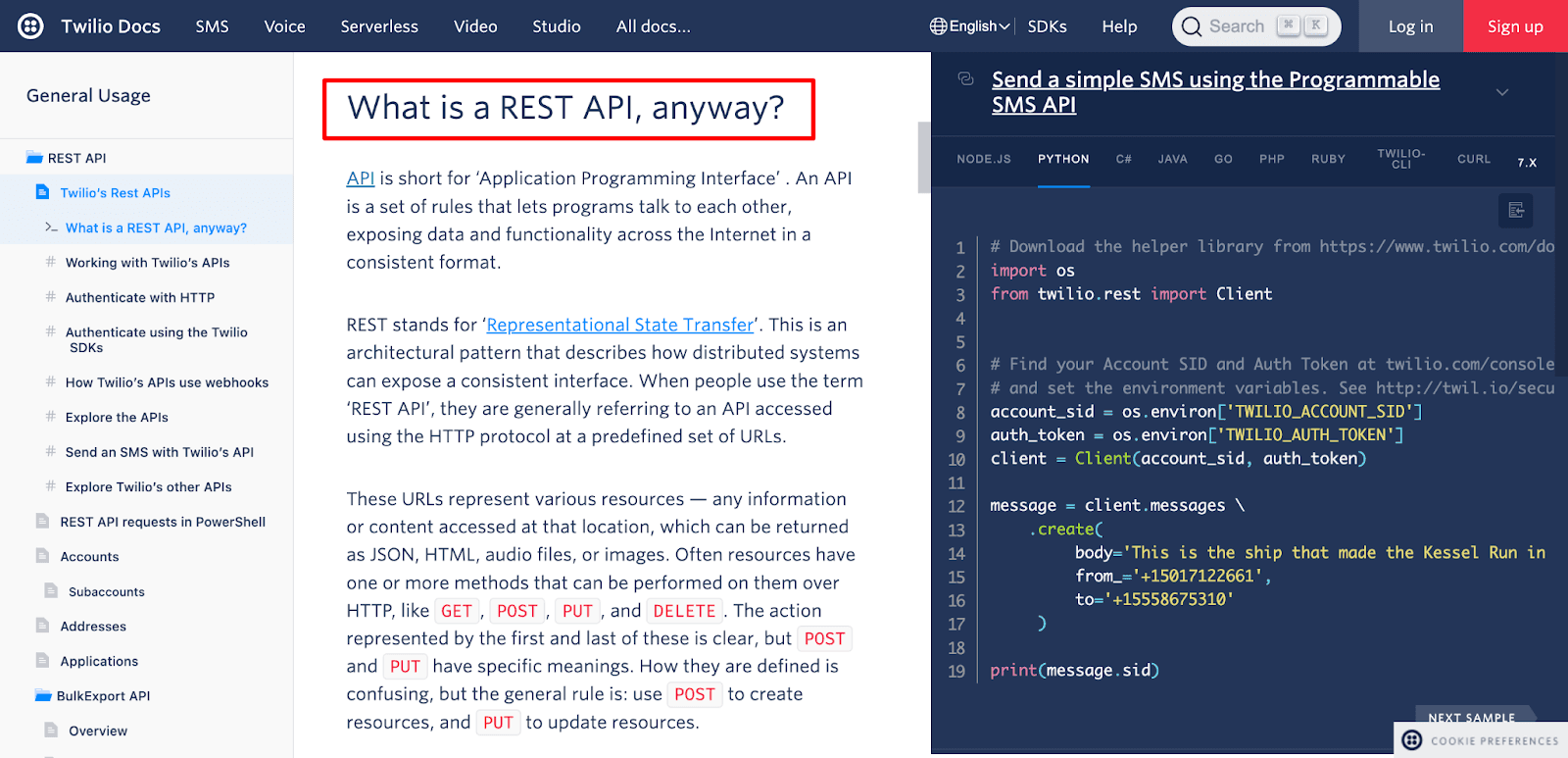 Twilio’s documentation