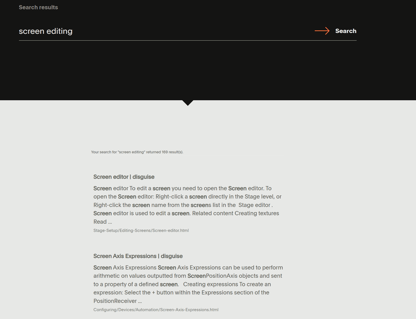 Disguise search on screen editing