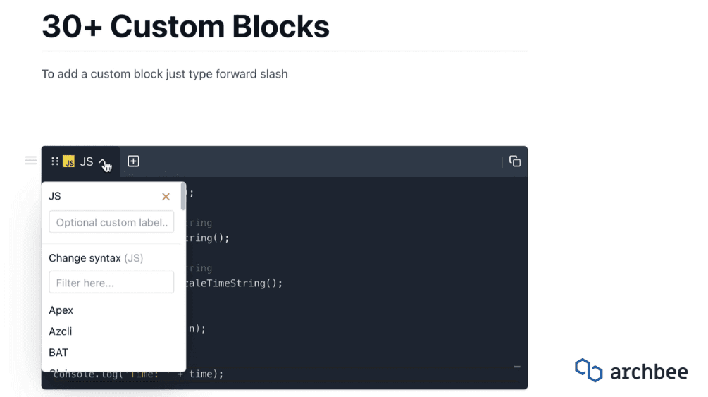Archbee Custom Blocks
