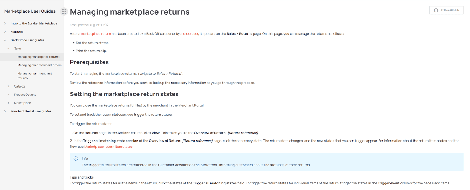 Spryker Managing marketplace returns