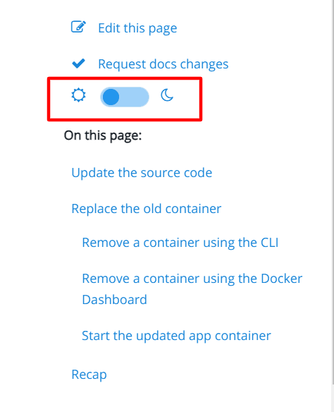 Docker feature light and dark mode