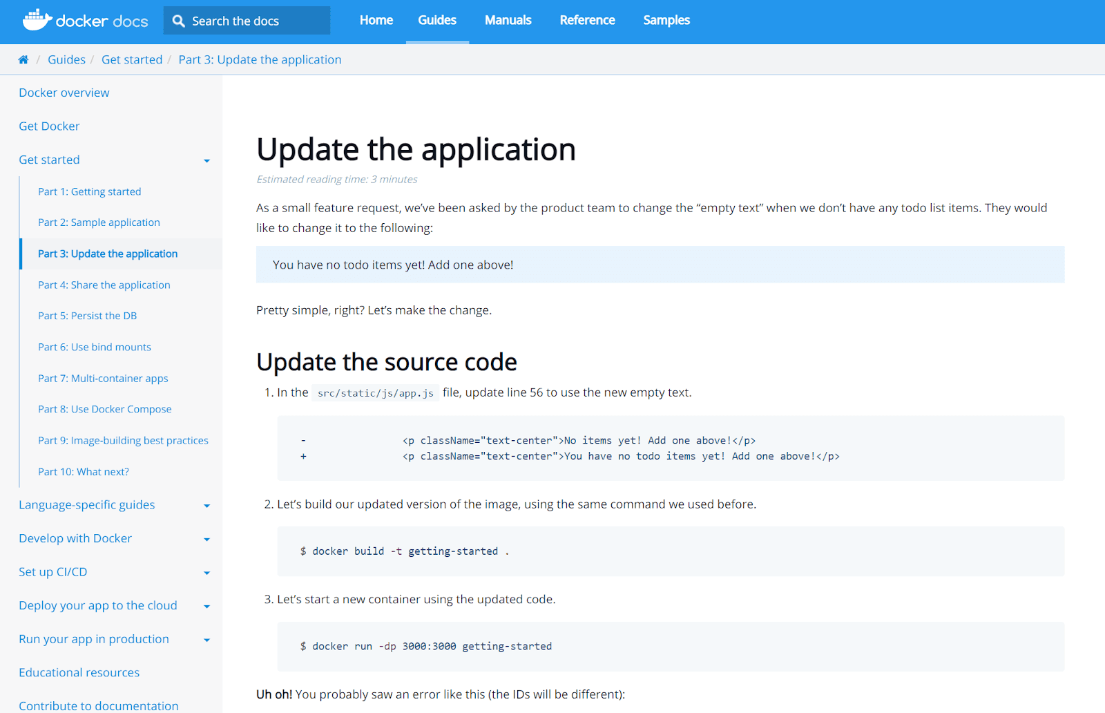 Docker white background with black lettering and light-blue accents