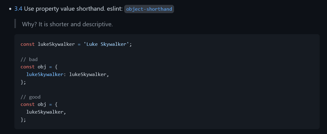 Use property value shorthand on Github