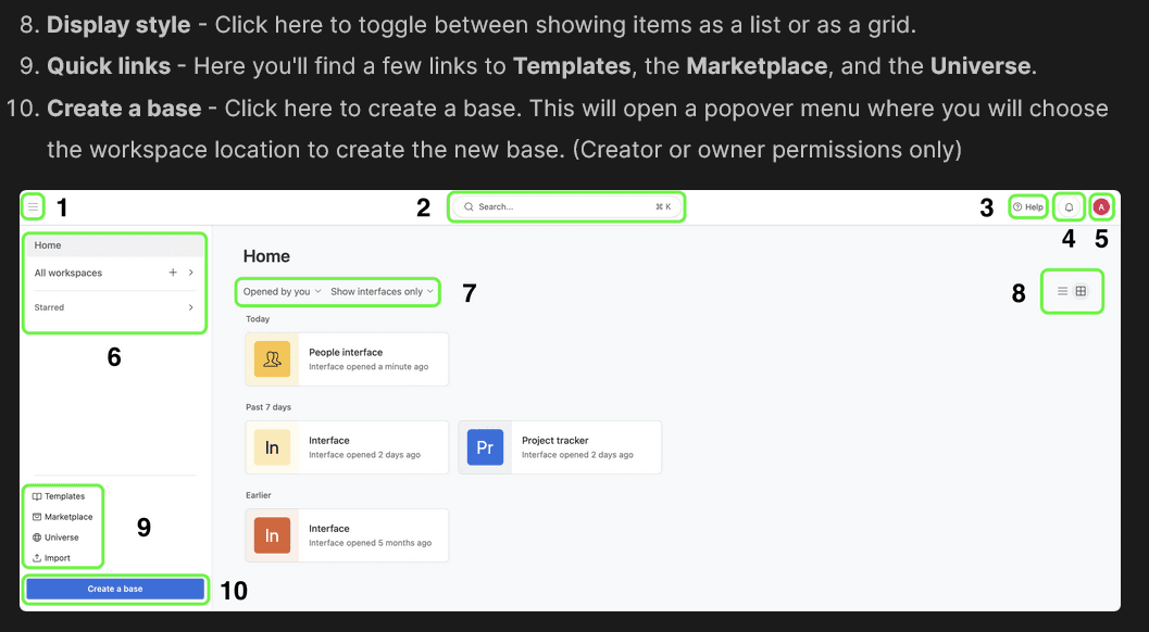 Airtable home screen